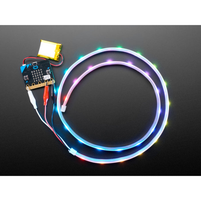 Adafruit NeoPixel LED Strip w/ Alligator Clips - 30 LEDs/meter - 1 Meter - BLACK