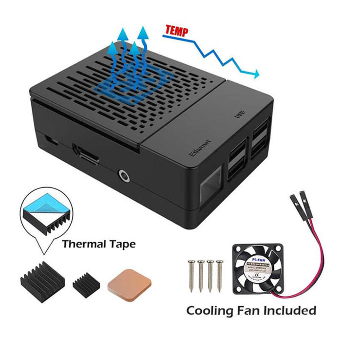 Raspberry Pi 3B+ Case with Cooling Fan + Heatsinks