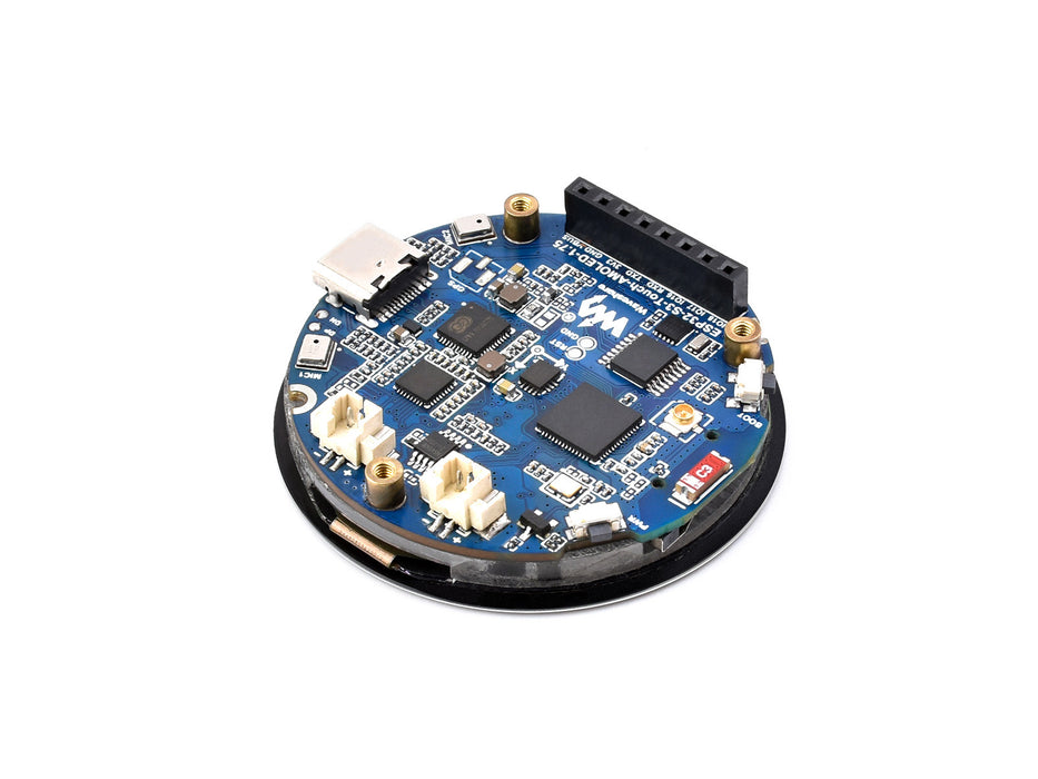 ESP32-S3 Round AMOLED Touch Display Board - 466x466, Dual-Core, Dual Mic, QSPI