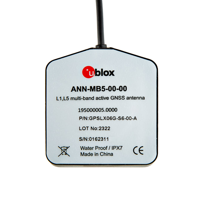 u-blox Multi-band Active GNSS Antenna - L1, L5 (ANN-MB5)