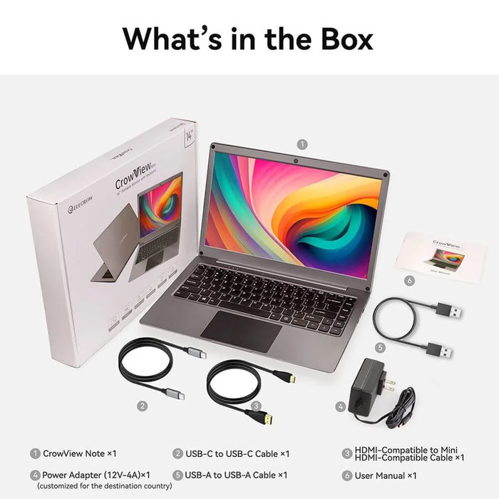 CrowView Note-All-in-One Portable Monitor English Keyboard with Jetson Nano Dev Bridge