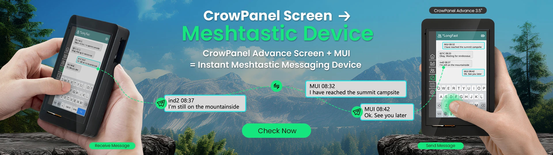 CrowPanel Advance 3.5"-HMI ESP32 AI Display for Meshtastic 480x320 Artificial Intelligent IPS Touch Screen with case