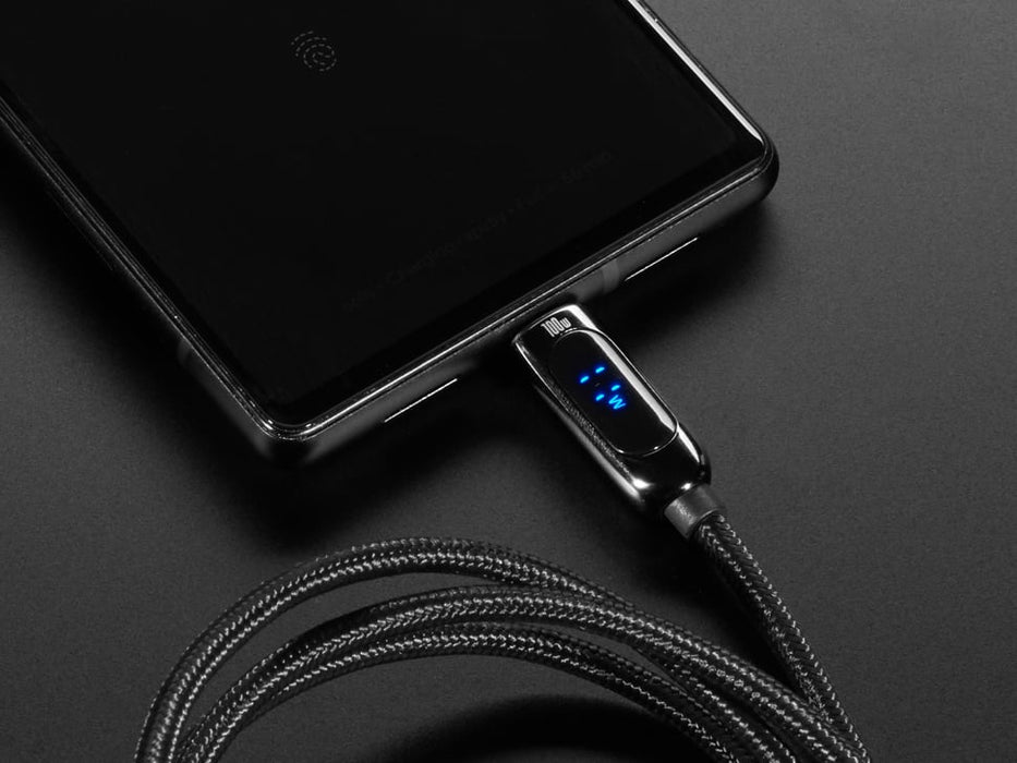 USB C to USB C Cable w/ 100W Watt Display - 2 meter Black Woven