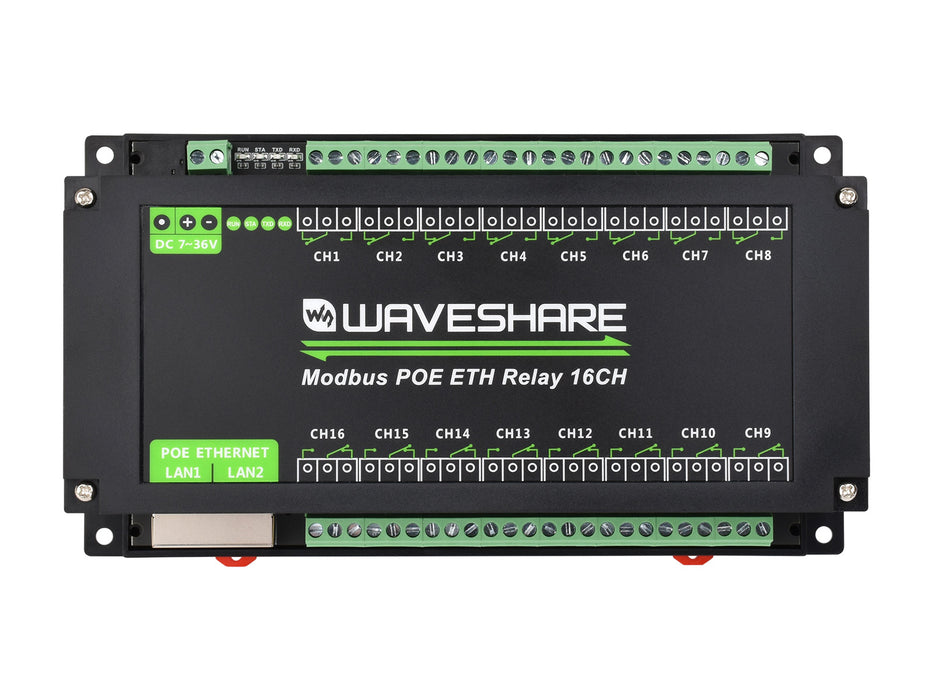 16-Channel Ethernet Relay Module – Modbus, PoE Support, Isolation Protection