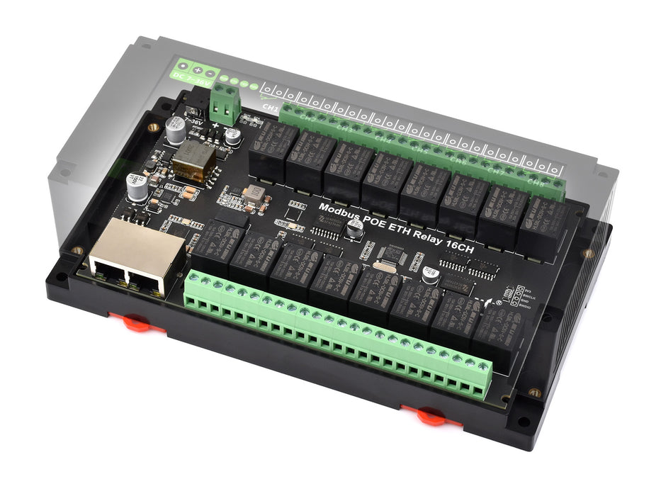 16-Channel Ethernet Relay Module – Modbus, PoE Support, Isolation Protection