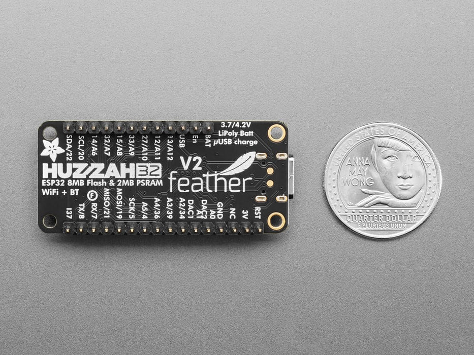 Adafruit ESP32 Feather V2 with Headers -  8MB Flash + 2 MB PSRAM