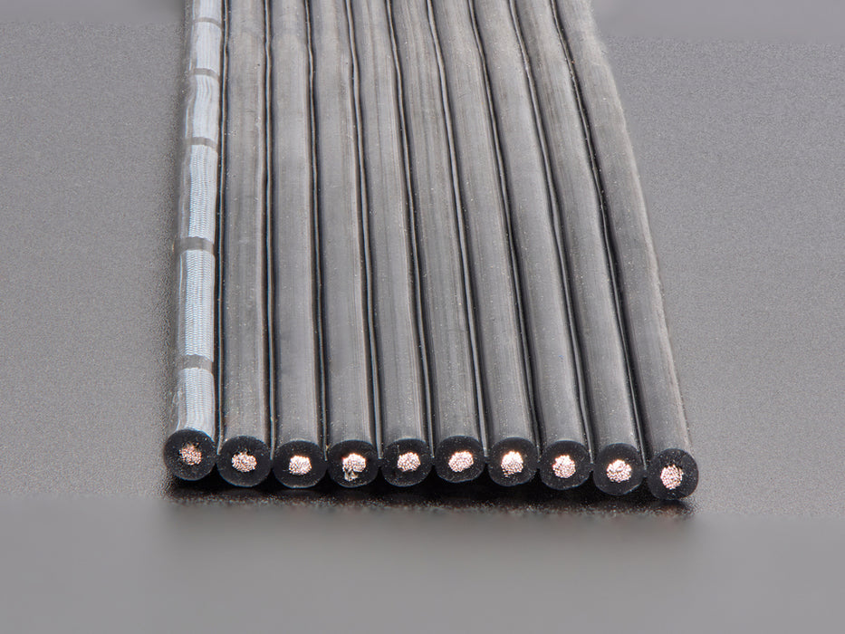 Silicone Cover Stranded-Core Ribbon Cable - 10 Wires - 22 AWG