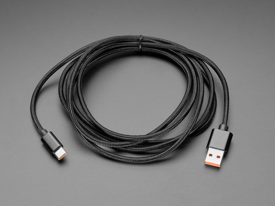Black Woven USB C to USB A Cable - 2 meters long