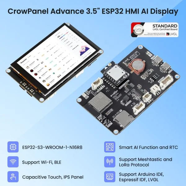 CrowPanel Advance 3.5"-HMI ESP32 AI Display for Meshtastic 480x320 Artificial Intelligent IPS Touch Screen with case