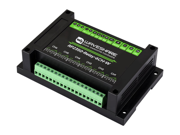 RP2350 Pico Relay Module 6-Channel – RS485, Isolation Protection, Rail-Mount with Wireless