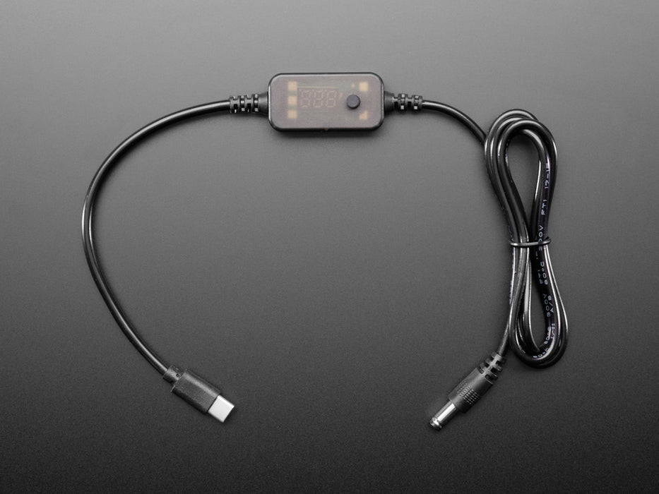USB C PD to 2.1mm Cable with Selectable Voltage Button
