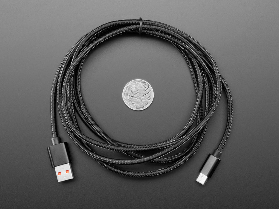 Black Woven USB C to USB A Cable - 2 meters long