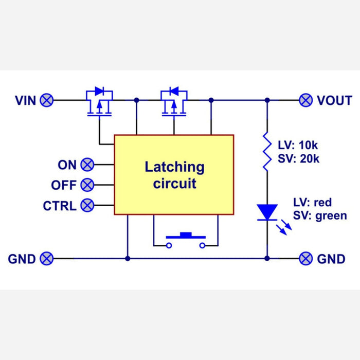 Mini Pushbutton Power Switch with Reverse Voltage Protection, LV