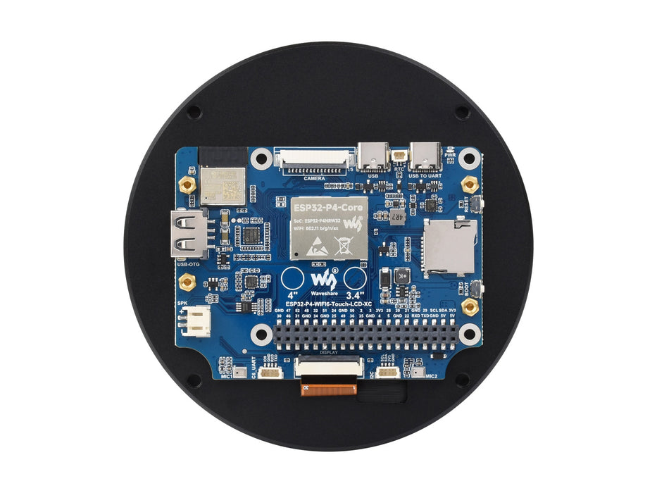 ESP32-P4 Development Board – 3.4" Round Touch Display, Wi-Fi 6, Bluetooth 5