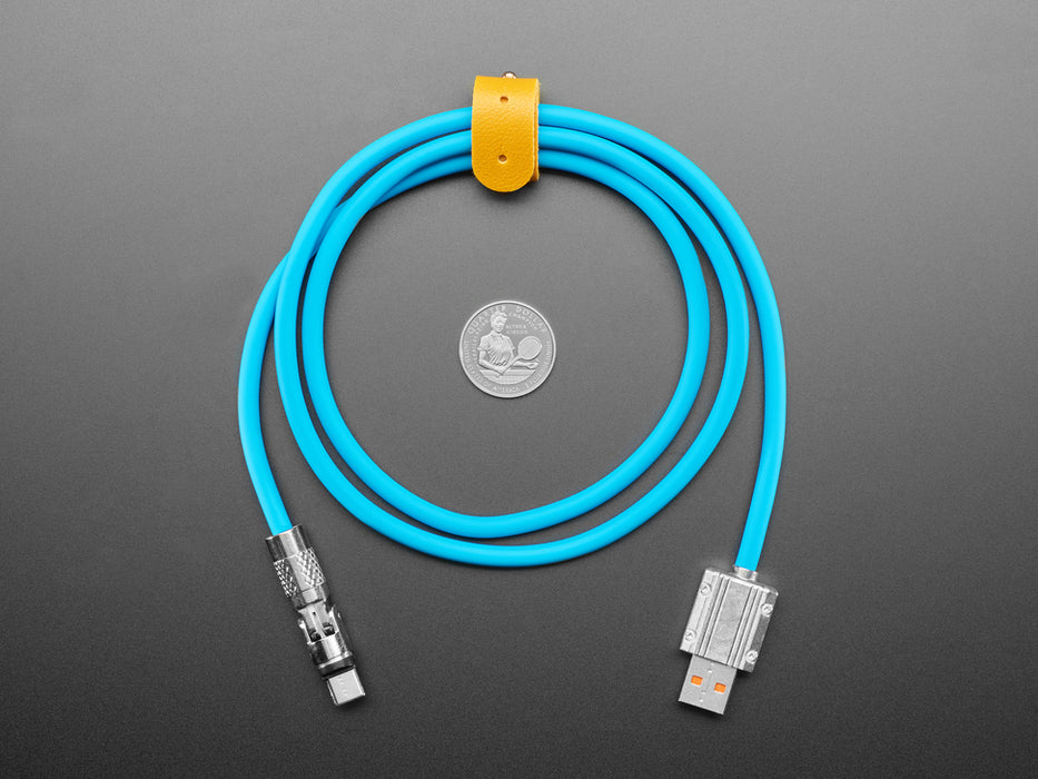 Blue USB Type C to USB A Cable with 540 Degree Rotating End