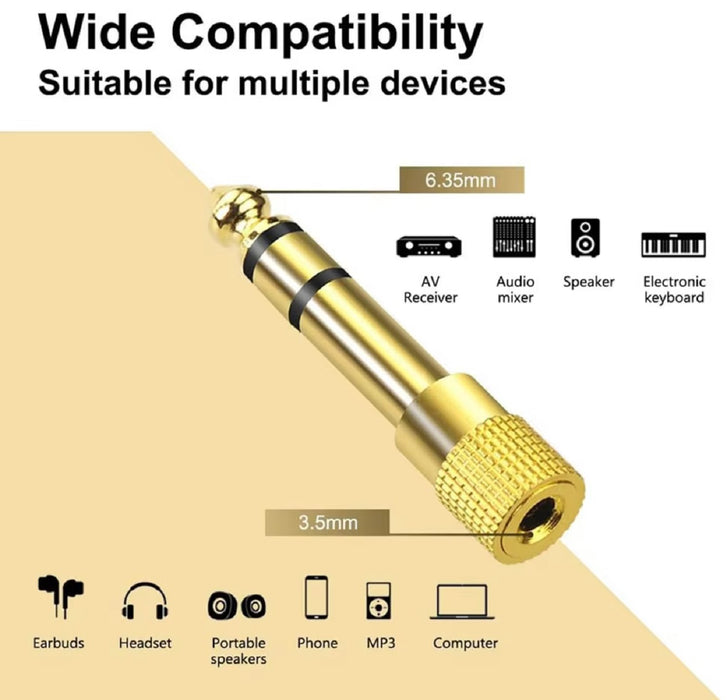 3.5mm to 6.5mm Jack Audio Adapter for Guitar Amplifier Speaker Headphone