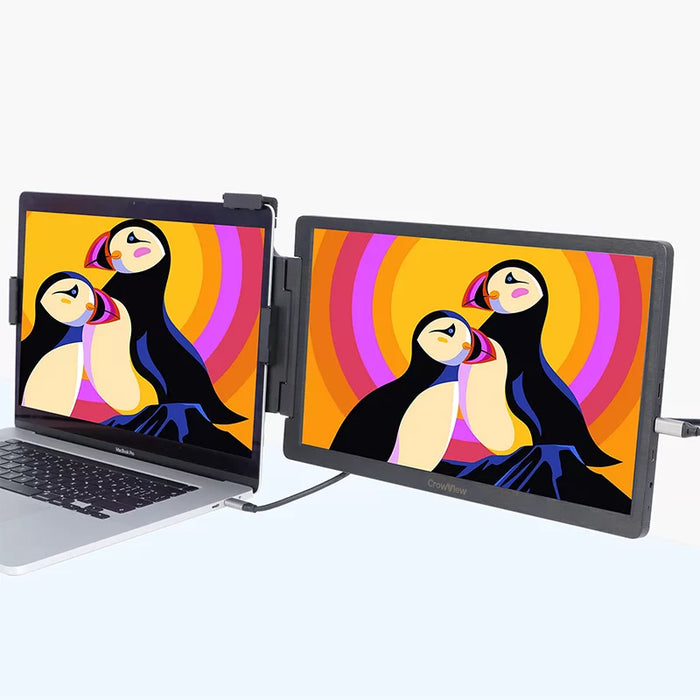 CrowView- Ultimate 14'' Portable Ultralight Dual Monitor support multiple system and 13''- 16.5 ''laptops with FCC/CE