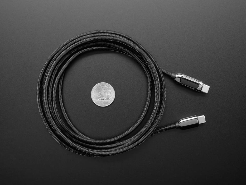 USB C to USB C Cable w/ 100W Watt Display - 2 meter Black Woven