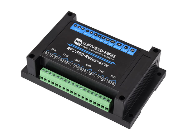RP2350 6-Channel Industrial Relay Module – RS485/Pico HAT, Rail-Mount, Isolation Protection
