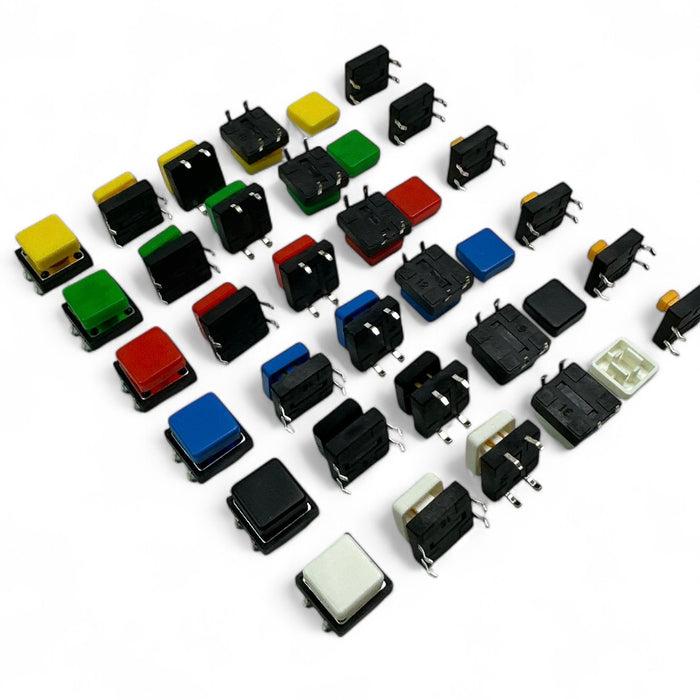 6 Colour Square Tactile Button Switch Assortment - 30 pack