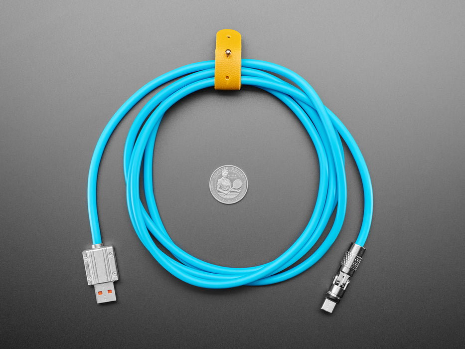 Blue USB Type C to USB A Cable with 540 Degree Rotating End