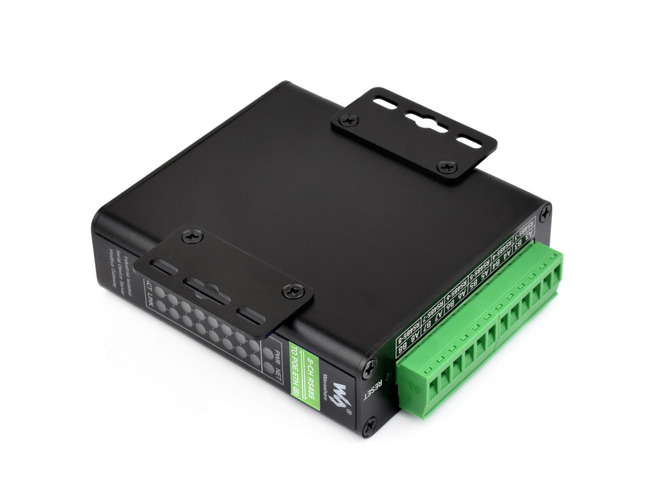 RS485 to Ethernet Serial Server – 8-Channel, Rail-Mount, Isolated, PoE Optional
