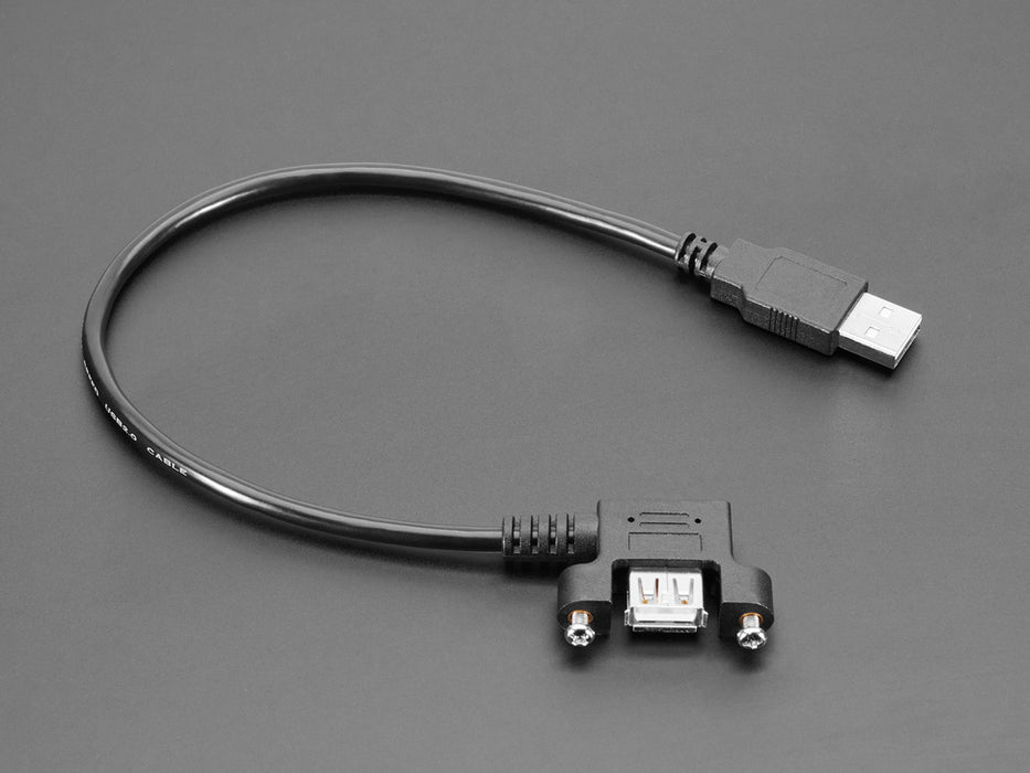 Panel Mount USB Cable - USB A Plug to USB A Right Angle Socket