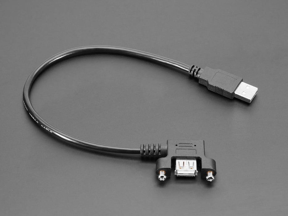 Panel Mount USB Cable - USB A Plug to USB A Right Angle Socket