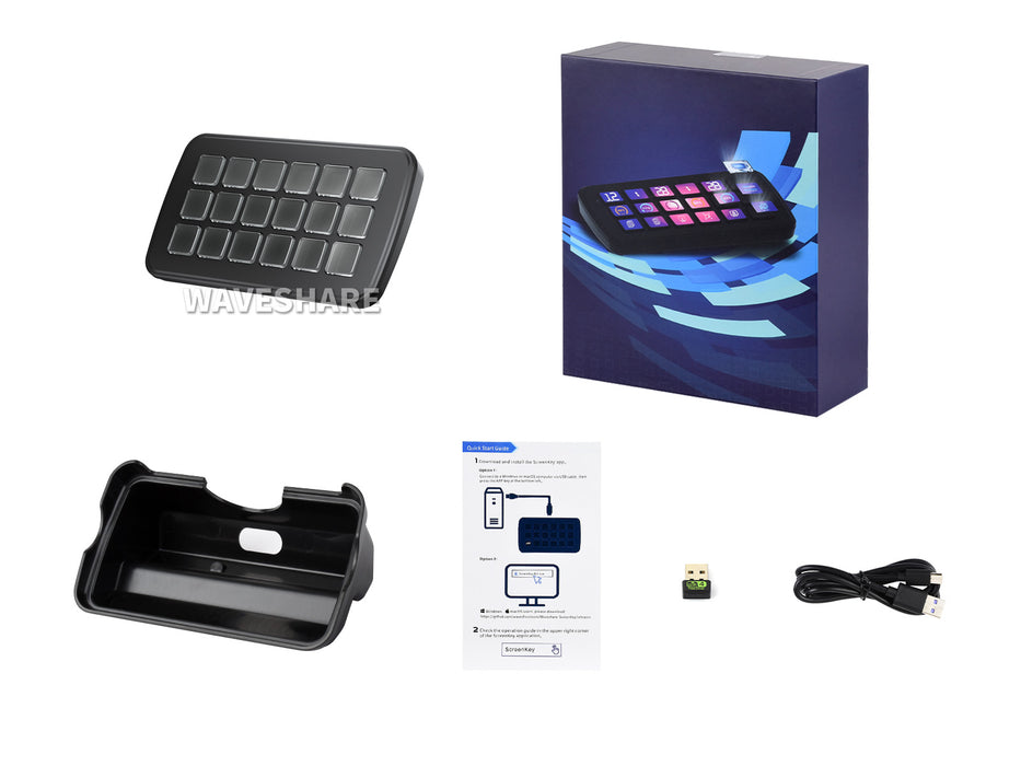 Waveshare SK18 AI Voice Control Panel - 18 Macro Keys, Linux/QMK, AIDA64 Support