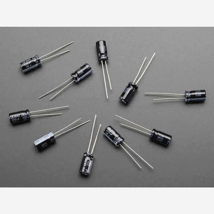 220uF 16V Electrolytic Capacitors - Pack of 10