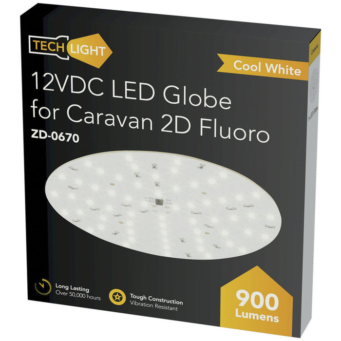 LED Replacement for Caravan 2D Flouro Globe - 12VDC Cool White