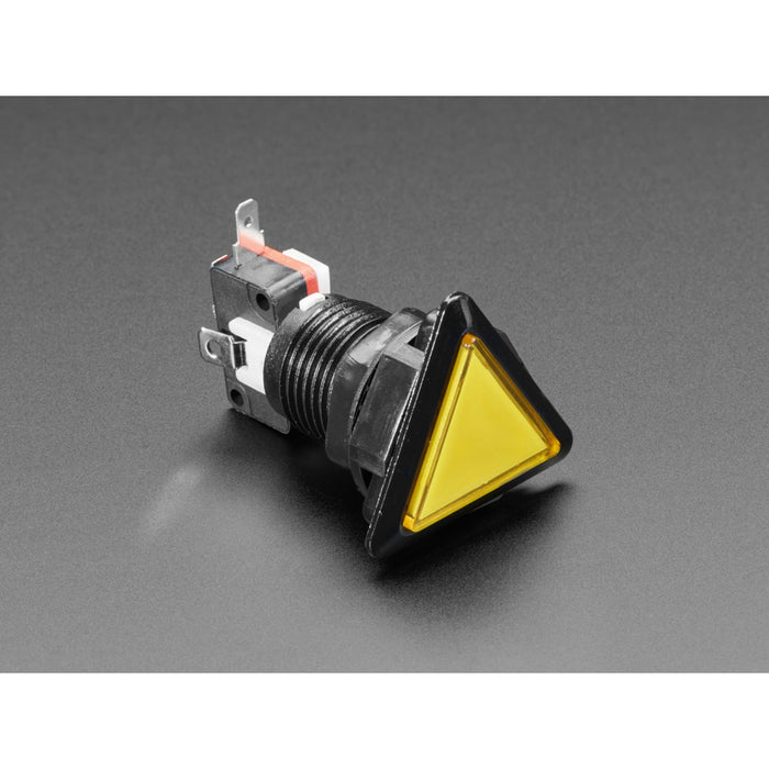 LED Illuminated Triangle Pushbutton A.K.A 1960s Sci-Fi Buttons - Yellow