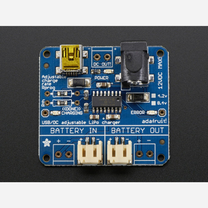 USB/DC Lithium Polymer battery charger 5-12V [3.7/4.2v cells]