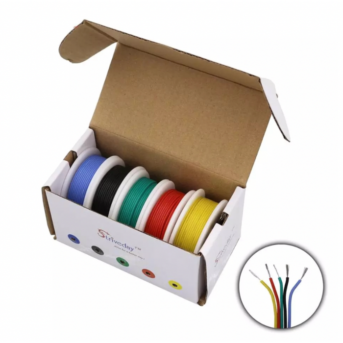 26 AWG silicone wire 5 colour box