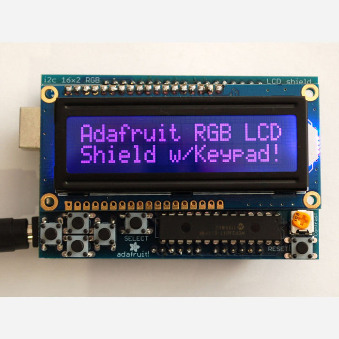 RGB LCD Shield Kit w/ 16x2 Character Display - Only 2 pins used! [NEGATIVE DISPLAY]