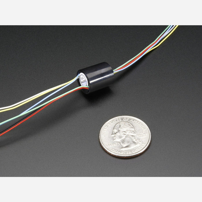 Miniature Slip Ring - 12mm diameter, 6 wires, max 240V @ 2A