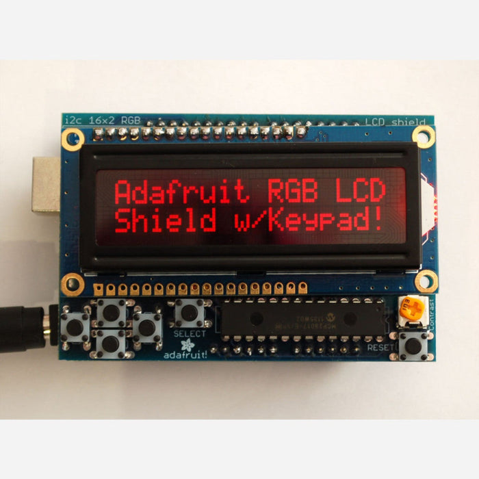 RGB LCD Shield Kit w/ 16x2 Character Display - Only 2 pins used! [NEGATIVE DISPLAY]