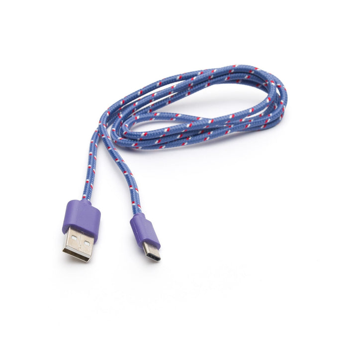 USB Patterned Fabric Cable - USB-C 1m