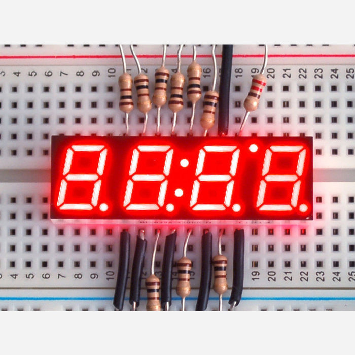 Red 7-segment clock display - 0.39 digit height