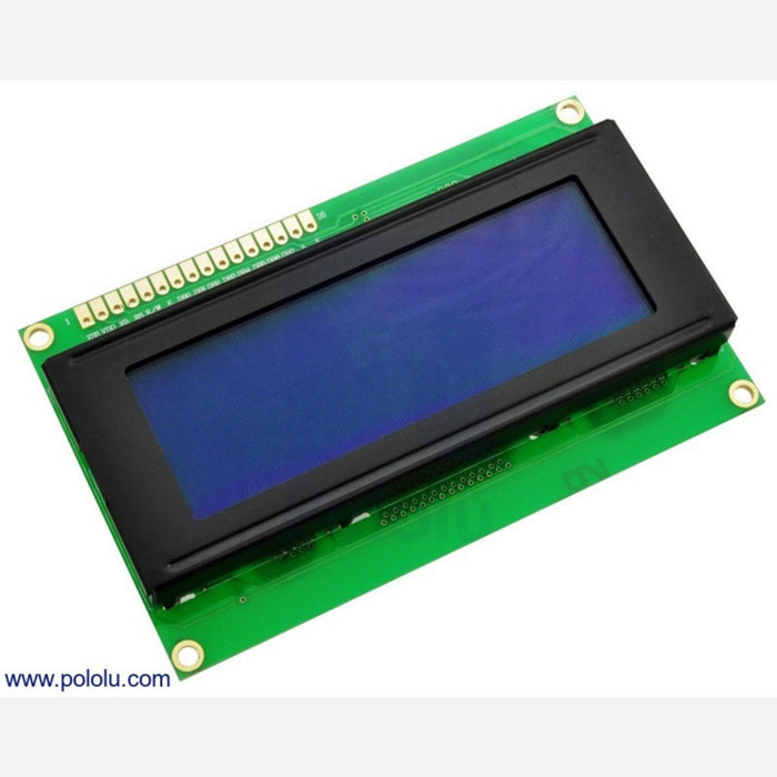 20x4 Character LCD with LED Backlight (Parallel Interface), White on Blue