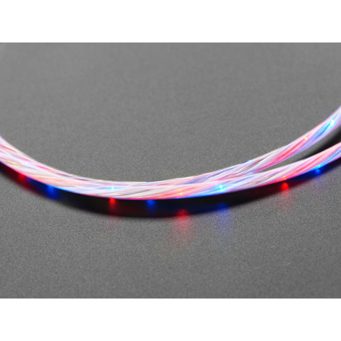 USB micro B Cable with LEDs - Blue and Red - 1 meter