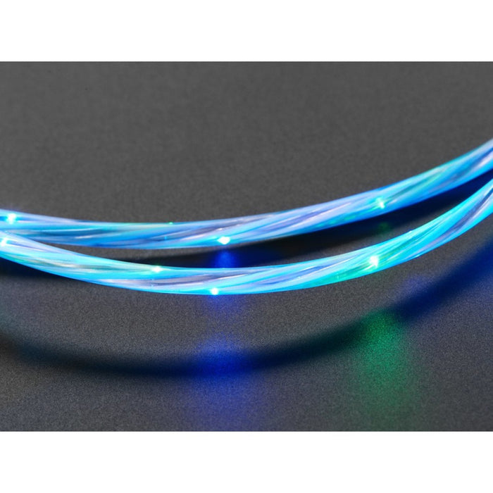 USB micro B Cable with LEDs - Blue and Green - 1 meter