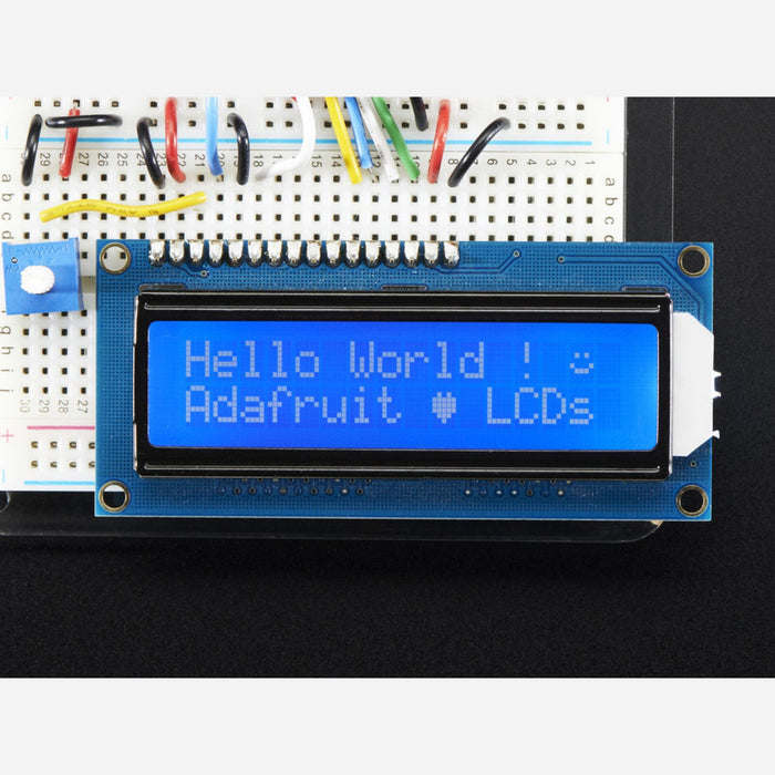 Assembled Standard LCD 16x2 + extras - White on Blue