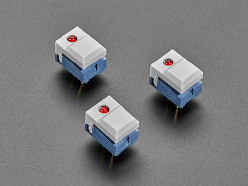 Step Switch with LED - Three Pack of Gray Plastic with Red LED