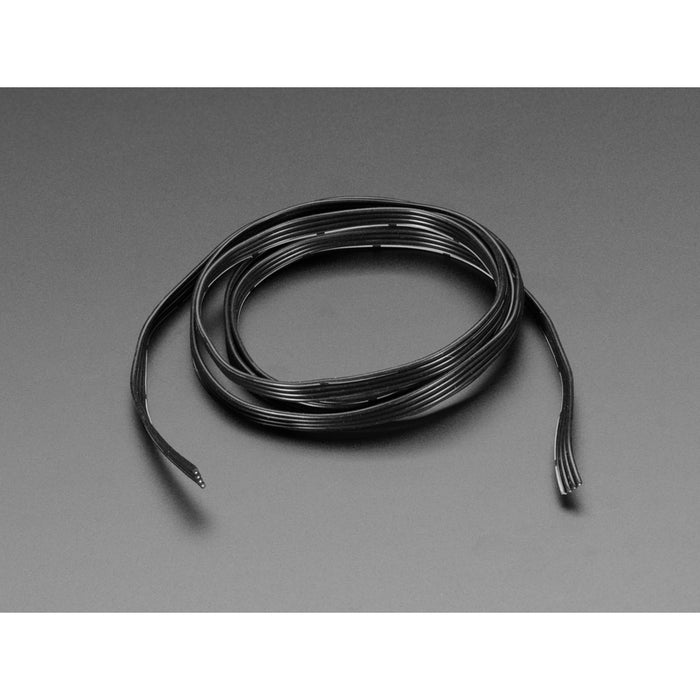 Silicone Cover Stranded-Core Ribbon Cable - 4 Wires 1 Meter Long - 28AWG Black