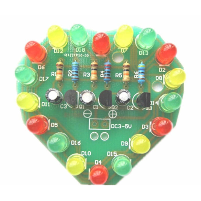 Learn to solder - DIY Heart Shaped Three Colors LED Flashing Light
