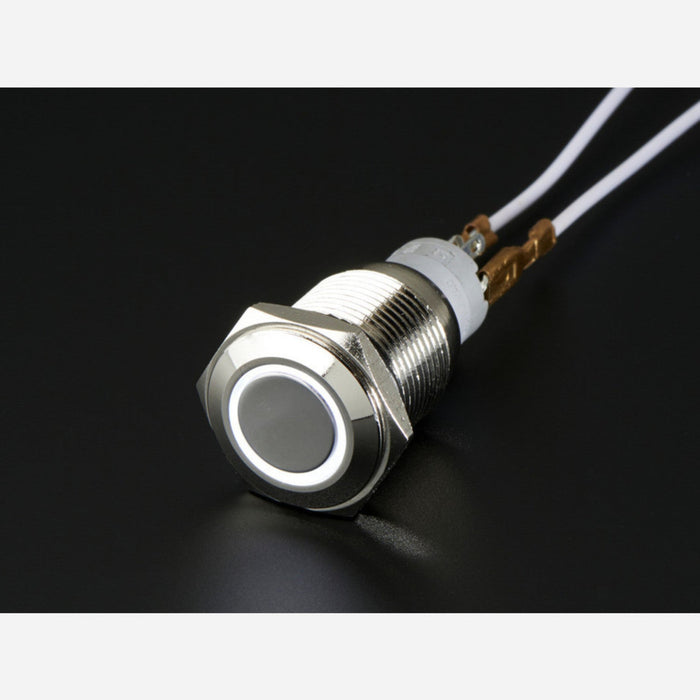 Rugged Metal On/Off Switch with White LED Ring [16mm White On/Off]