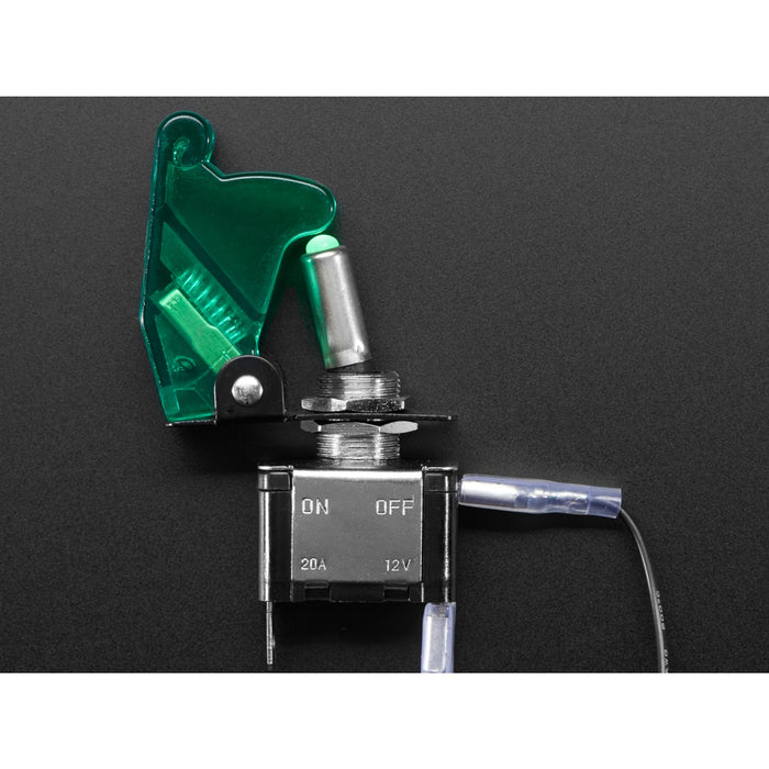 Illuminated Toggle Switch with Cover - Green