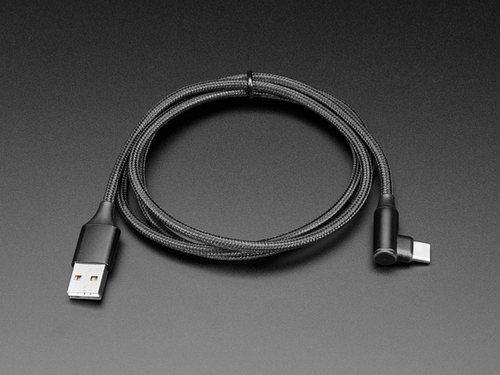 Woven USB Cable with USB Type A to Right Angle USB Type C