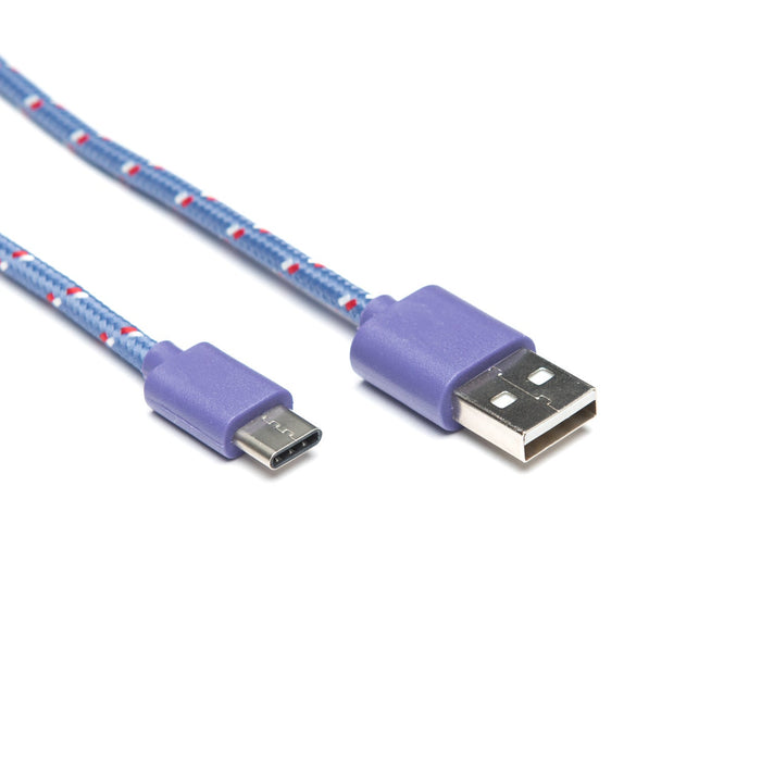 USB Patterned Fabric Cable - USB-C 1m
